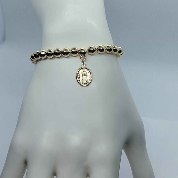 Brand New Brazilian 18k Gold Filled Virgen De Guadalupe Adjustable Bracelet - Picture 3 of 4